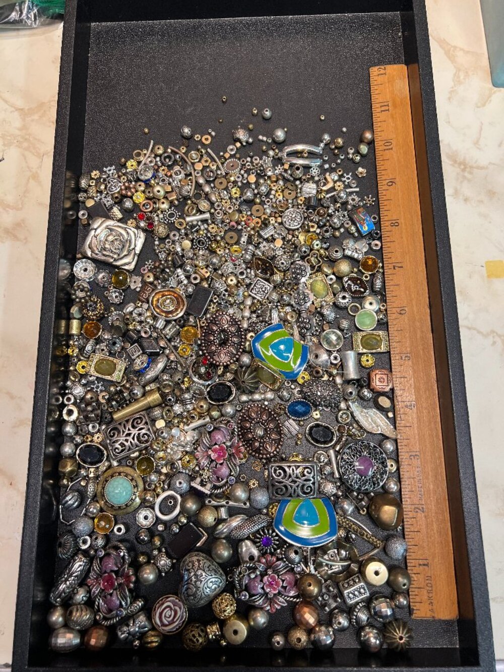 1lb metal or metallic bead mix, Lot 3